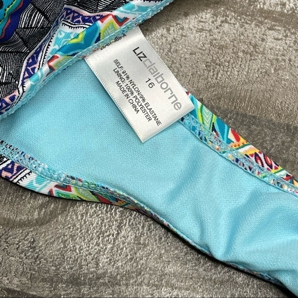 Liz Claiborne Multicolored Modern Triable Print Bikini Bottom size 16 - Picture 7 of 8